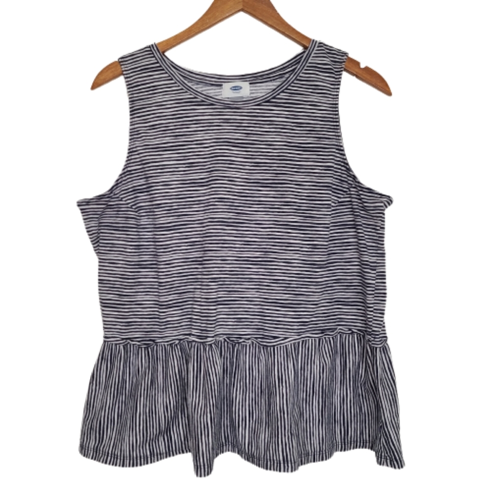 Womens Old Navy XL Ruffled Bottom Striped Tank Top
